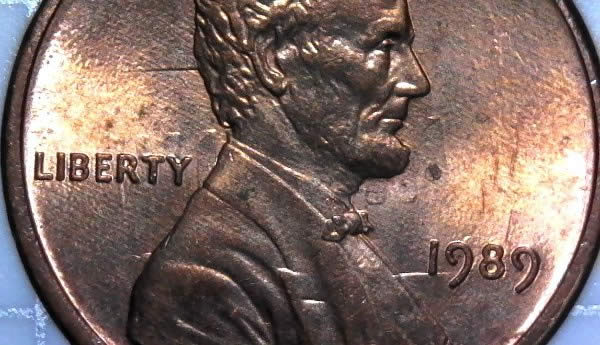 1989-P-Lincoln-Memorial-Cent-Strong-Die-Clash!-From-Customer-Wrapped-Roll